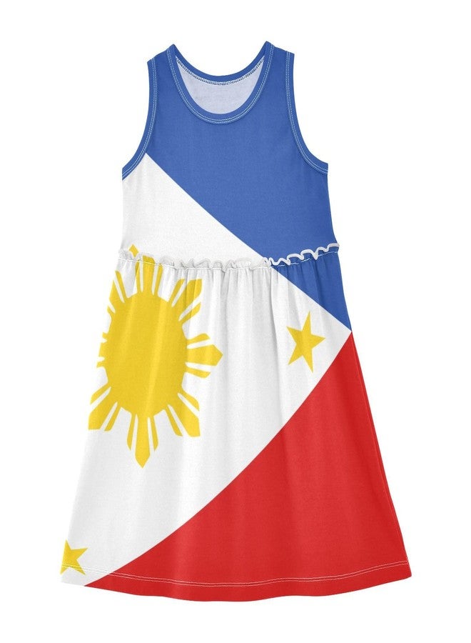 Aflyko Patriot Flag Girls Sleeveless Dress Adorable Tank Play Sundress 2T-8T, Multicoloured-006, 6 Years - Image 1