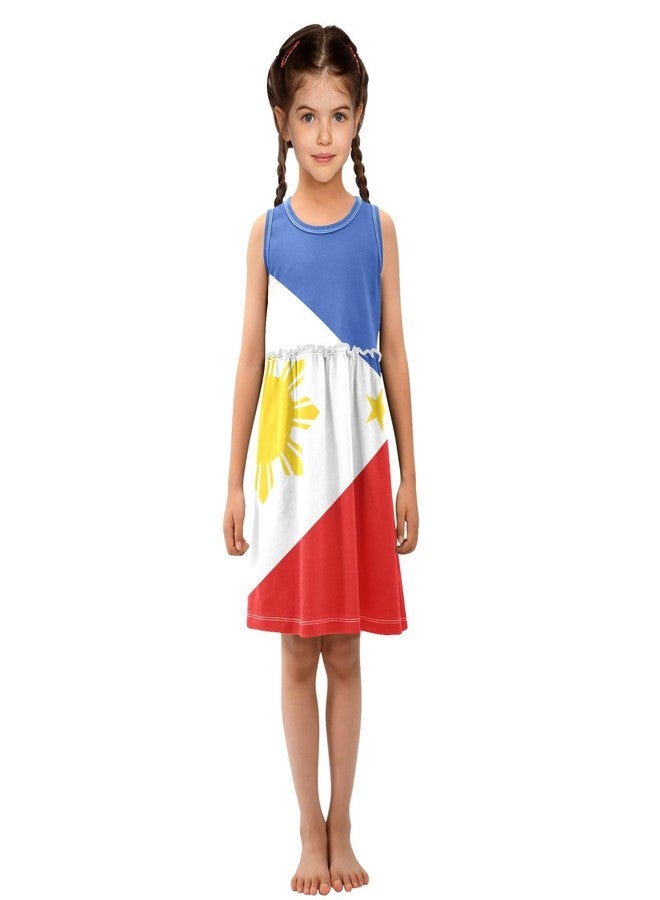 Aflyko Patriot Flag Girls Sleeveless Dress Adorable Tank Play Sundress 2T-8T, Multicoloured-006, 6 Years - Image 3