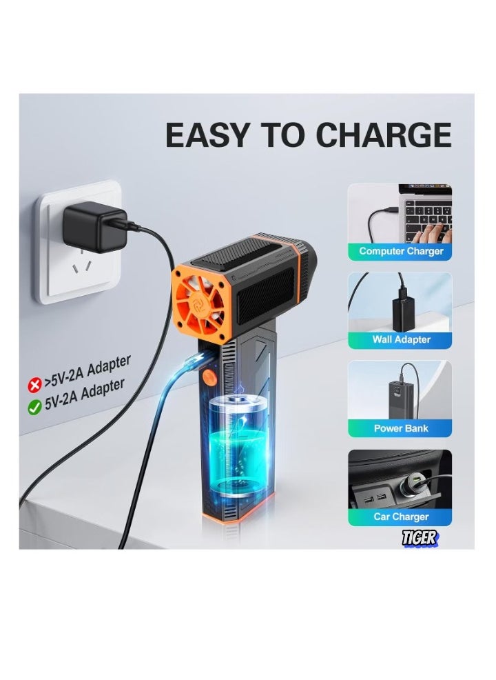 TIGER Compressed Air Duster – Turbo Fan Electric Air Duster 130,000 RPM, Super Powerful Jet Air Blower, Rechargeable Cordless for Computer, Electronics, Keyboard, PC, Car Cleaning, and More (Refillable)  - Image 2
