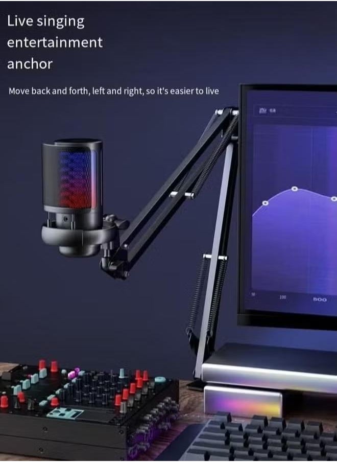 XiuWoo - Gaming USB Microphone Podcast Condenser Mic with Boom Arm Pop Filter Mute Button for Streaming Twitch Online Chat Computer Mic for PS4 PC Gamer Youtuber - Image 1