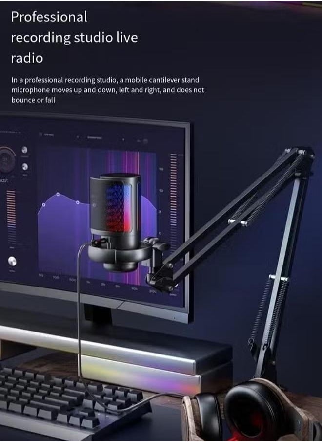 XiuWoo - Gaming USB Microphone Podcast Condenser Mic with Boom Arm Pop Filter Mute Button for Streaming Twitch Online Chat Computer Mic for PS4 PC Gamer Youtuber - Image 1