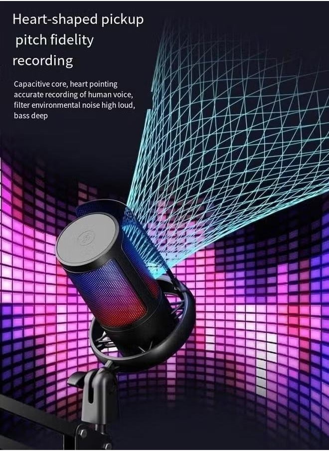 XiuWoo - Gaming USB Microphone Podcast Condenser Mic with Boom Arm Pop Filter Mute Button for Streaming Twitch Online Chat Computer Mic for PS4 PC Gamer Youtuber - Image 1