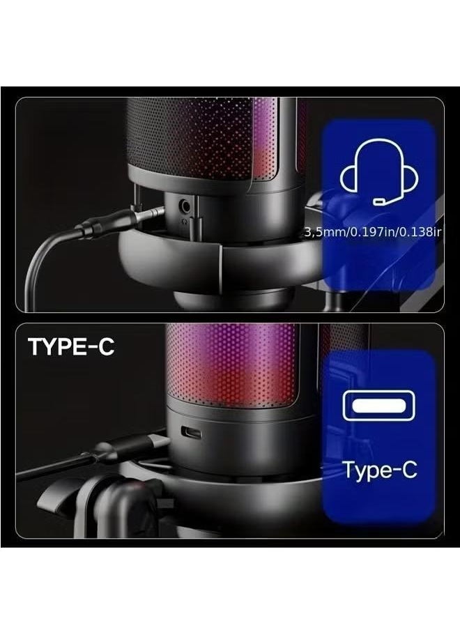 XiuWoo - Gaming USB Microphone Podcast Condenser Mic with Boom Arm Pop Filter Mute Button for Streaming Twitch Online Chat Computer Mic for PS4 PC Gamer Youtuber - Image 1