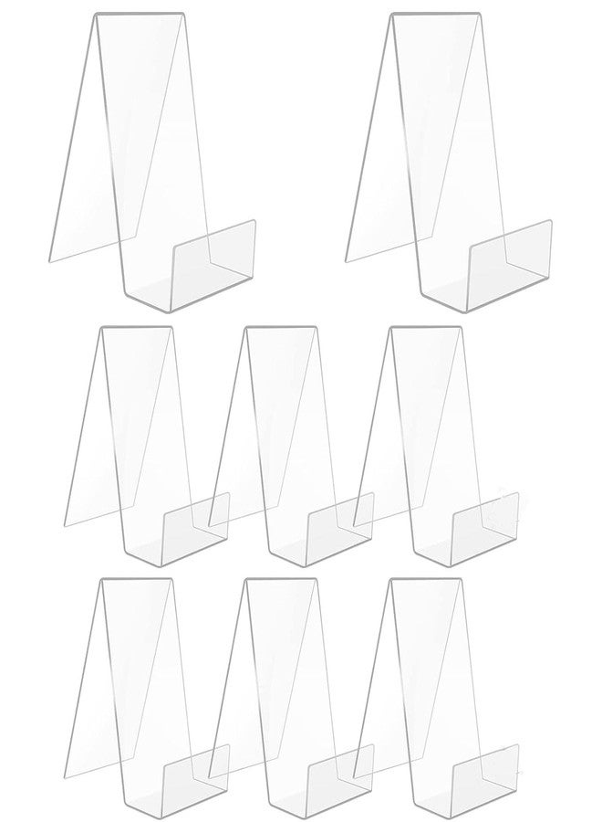 JIELUO 8 PCS Acrylic Book Display Stand Clear Easel with Ledge Tablet Holder for Displaying Books, Pictures, Notebooks, CDs, Artworks, etc (Small) - Image 1