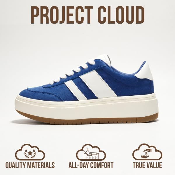 Project Cloud Platform Sneakers for Women - Lightweight Memory Foam Insole Womens Sneakers - Non-Slip Fashion Sneakers for Women Footwear - Women's Fashion Platform Shoes (Nita, Blue, 6) - Image 3