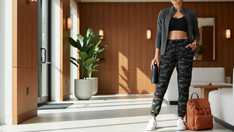 Haowind Joggers for Women with Pockets Elastic Waist Workout Sport Gym Pants Comfy Lounge Yoga Running Pants(Black Ash Camo M) - Image 2