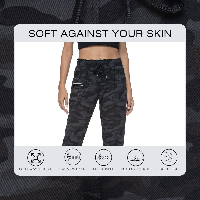 Haowind Joggers for Women with Pockets Elastic Waist Workout Sport Gym Pants Comfy Lounge Yoga Running Pants(Black Ash Camo M) - Image 5
