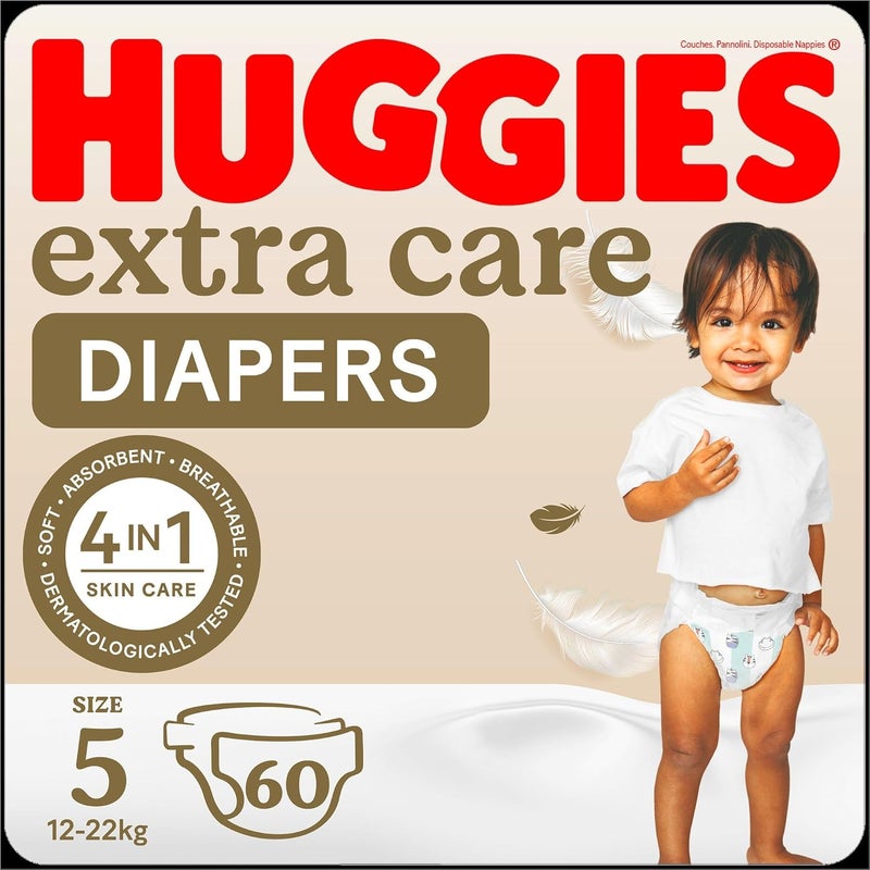 Huggies Extra Care, Size 5, 12 -22 kg, Jumbo Pack, 60 Diapers - Image 1
