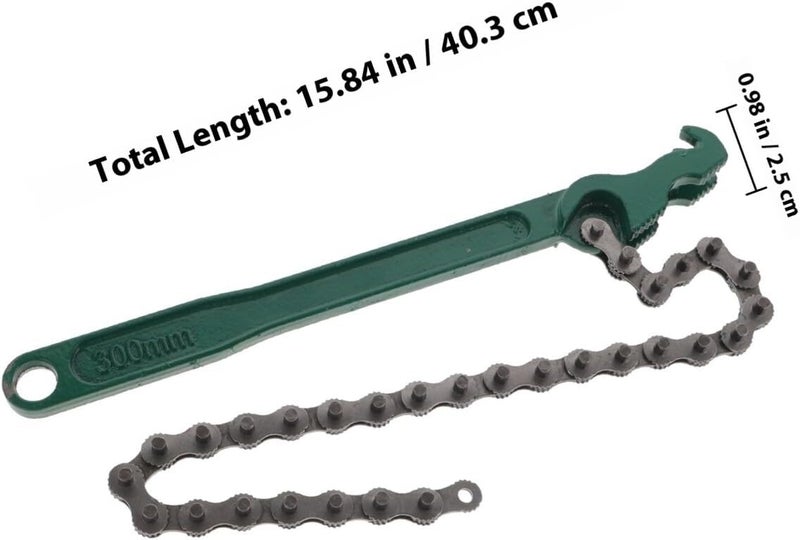 Garneck 16-inch Chain Wrench Oil Filter Wrench Adjustable Plumbing Spanner Cast Handle for Automotive Oil Filter Removal and Maintenance - Image 2