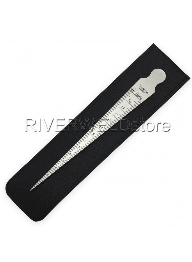 RIVERWELD Welding Gauge Taper Gauge Both side Inches and Metric Max Range: 5/8" & 15mm Min Range: 1/32" & 1.0mm Measure Weldment Gap Bore Hole - Image 2