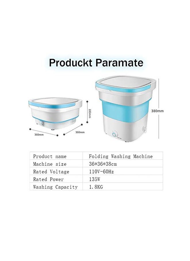 PADOM - Padom portable Folding Washing Machine,Mini Folding Ultrasonic High-Frequency Vibration Washing Machine,Folding Washing Machine Bucket, for Apartment Dorm, Camping, Travelling (BLUE) - Image 1