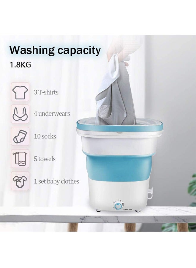 PADOM - Padom portable Folding Washing Machine,Mini Folding Ultrasonic High-Frequency Vibration Washing Machine,Folding Washing Machine Bucket, for Apartment Dorm, Camping, Travelling (BLUE) - Image 1