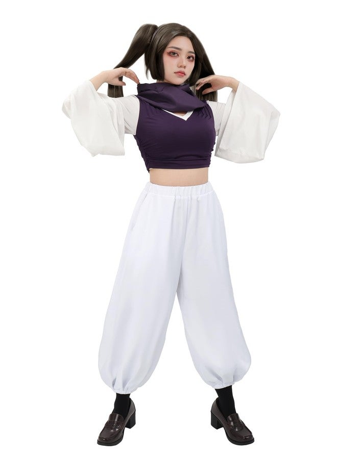 C-ZOFEK Women's Anime Cosplay Costume US Size Kimono Outfit Pants with Scarf Female Version(Purple, X-Large) - Image 3