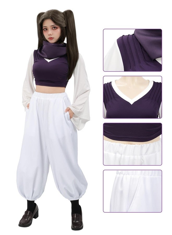 C-ZOFEK Women's Anime Cosplay Costume US Size Kimono Outfit Pants with Scarf Female Version(Purple, X-Large) - Image 2
