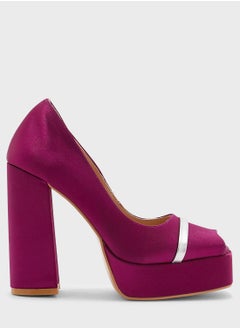 Peep-toe Satin Platform Pump
