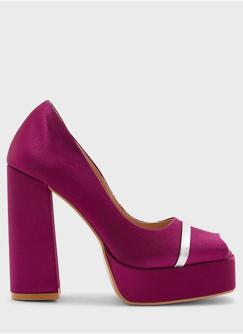 Khizana - Peep-toe Satin Platform Pump - Image 1