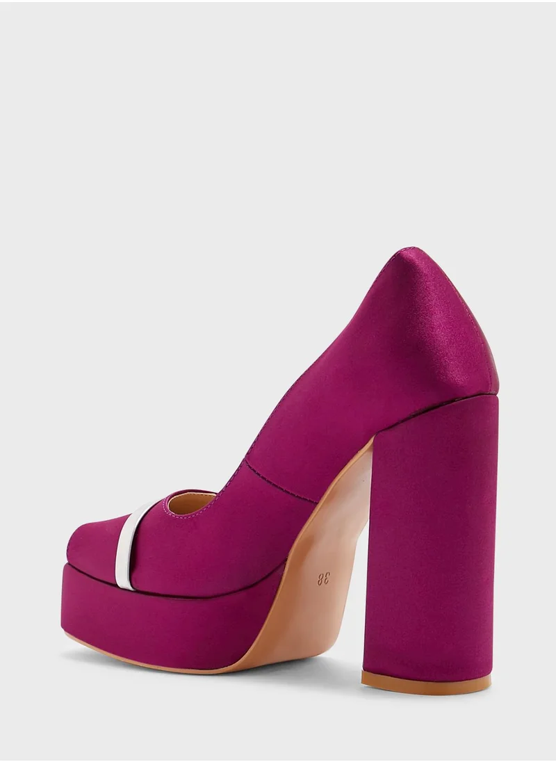 Khizana Peep-toe Satin Platform Pump