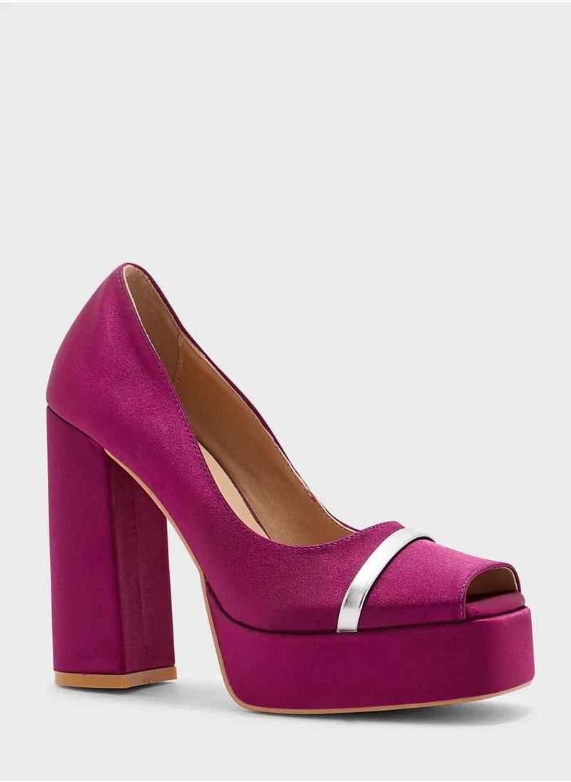 Khizana Peep-toe Satin Platform Pump