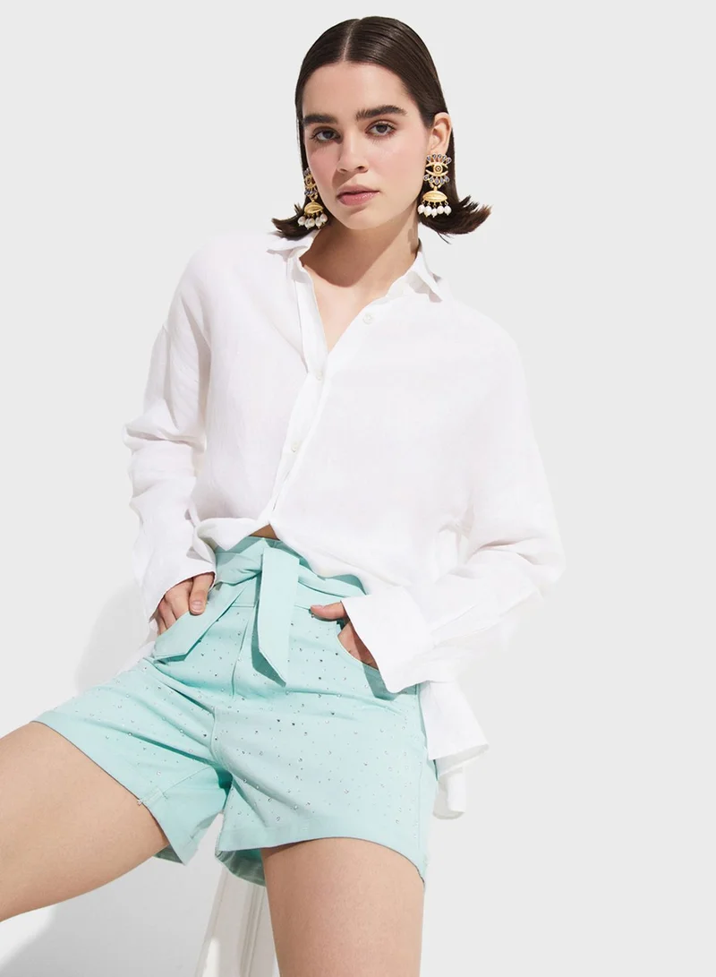 JUNE Tie Detail Shorts