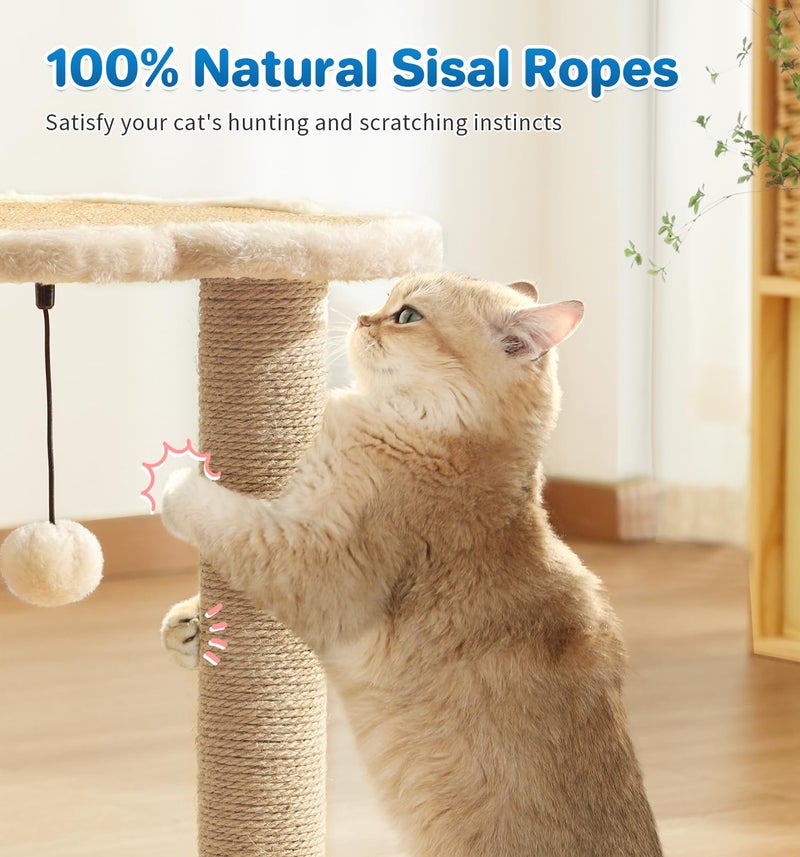 MADE 4 PETS Made4Pets Cat Scratching Post, Cat Self Groomer for Indoor Cats, Cloud Soft Perch for Rest, 17.5" Tall Natural Sisal Scratcher Cat Grooming Interactive Ball Track Toys for Small Cats Kittens - Image 4