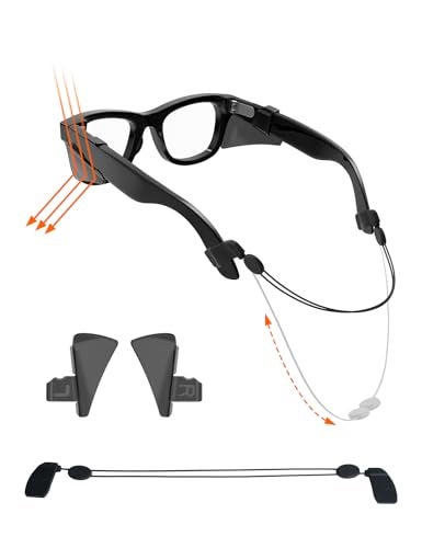 HIBLOKS Smart Glasses Accessories Set for RayBan MetaGen 2Oakley Meta HSTN Accessories 1 Pair Safety Glasses Side Shields 1Pc Adjustable Eyeglass Strap Compatible with RaybanOakley Meta Sunglasses - Image 1
