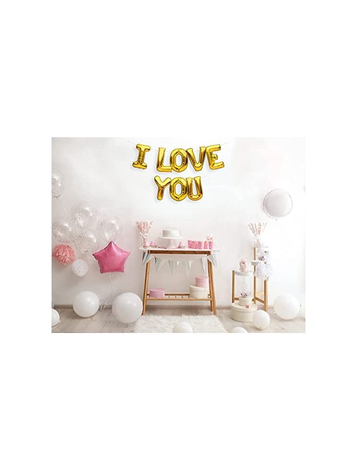 MARKQ I Love You Balloon Banner, 16 Inch Foil Letter Valentine’s Day Balloon Sign for Birthday Party Mother’s day Father’s day Marriage Proposal Wedding Anniversary Party Decorations & Supplies (Gold) - Image 4