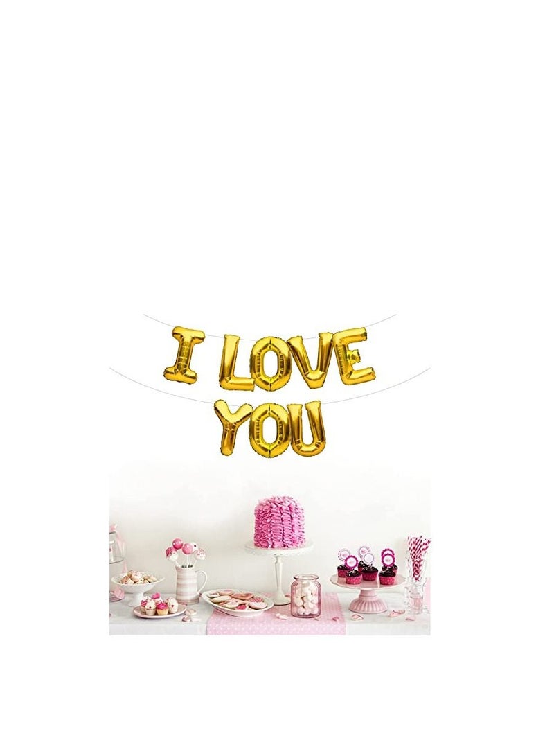 MARKQ I Love You Balloon Banner, 16 Inch Foil Letter Valentine’s Day Balloon Sign for Birthday Party Mother’s day Father’s day Marriage Proposal Wedding Anniversary Party Decorations & Supplies (Gold) - Image 5