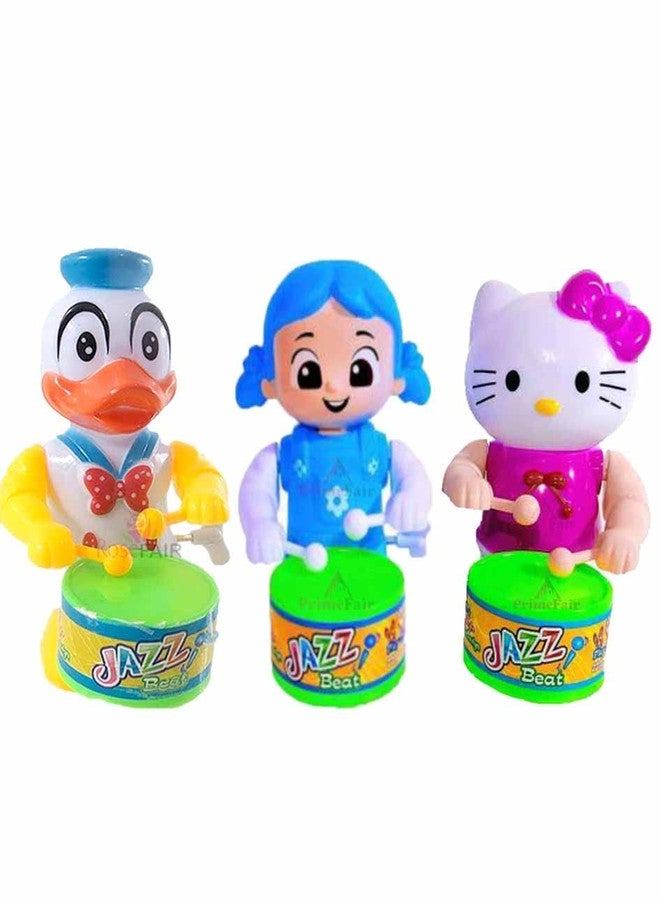 ROSEFAIR Cute Drummer Toy with Drumming and Dancing Action for Kids Baby Rattle Toys Set Toddler Kids Key-Operated Toys Kids (DUCK-BLUE-CAT-PAC-03) - Image 1