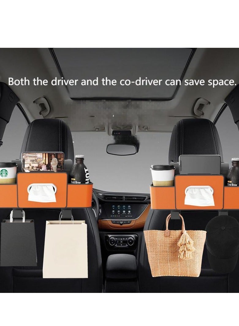 Car Back Seat Multi-Functional Storage Box – Tissue Holder, Cup Holder, Hanging Hooks & Organizer Pouch for Car Seat Back, Easy Clip-On Installation  Car Seat Back Tissue Box & Storage Organizer – Multi-Purpose Rear Seat Holder with Tissue Pocket, Storage Bag, and Convenient Clip Installation  - Image 3