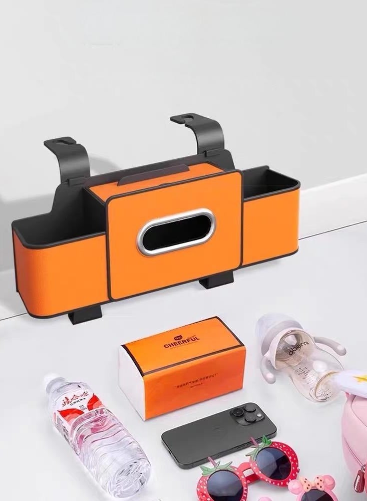 Car Back Seat Multi-Functional Storage Box – Tissue Holder, Cup Holder, Hanging Hooks & Organizer Pouch for Car Seat Back, Easy Clip-On Installation  Car Seat Back Tissue Box & Storage Organizer – Multi-Purpose Rear Seat Holder with Tissue Pocket, Storage Bag, and Convenient Clip Installation  - Image 4