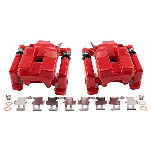 TRQ Rear Performance Brake Caliper Set Red Compatible with 2007-2012 Lexus ES350 2008-2012 Toyota Avalon 2007-2011 Camry - Image 1