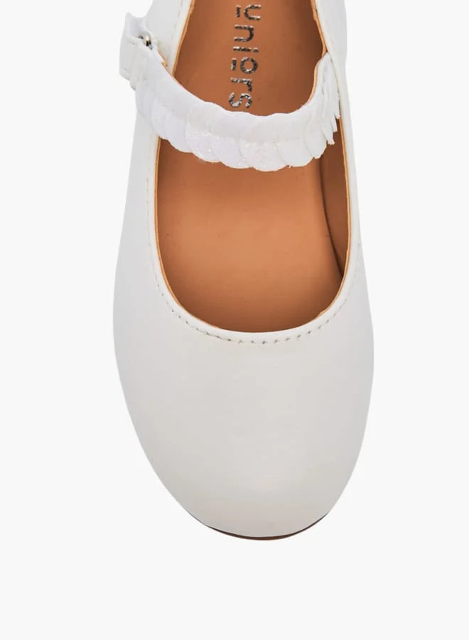 جونيورز Girls Solid Ballerina Shoes With Embellished Hook And Loop Closure