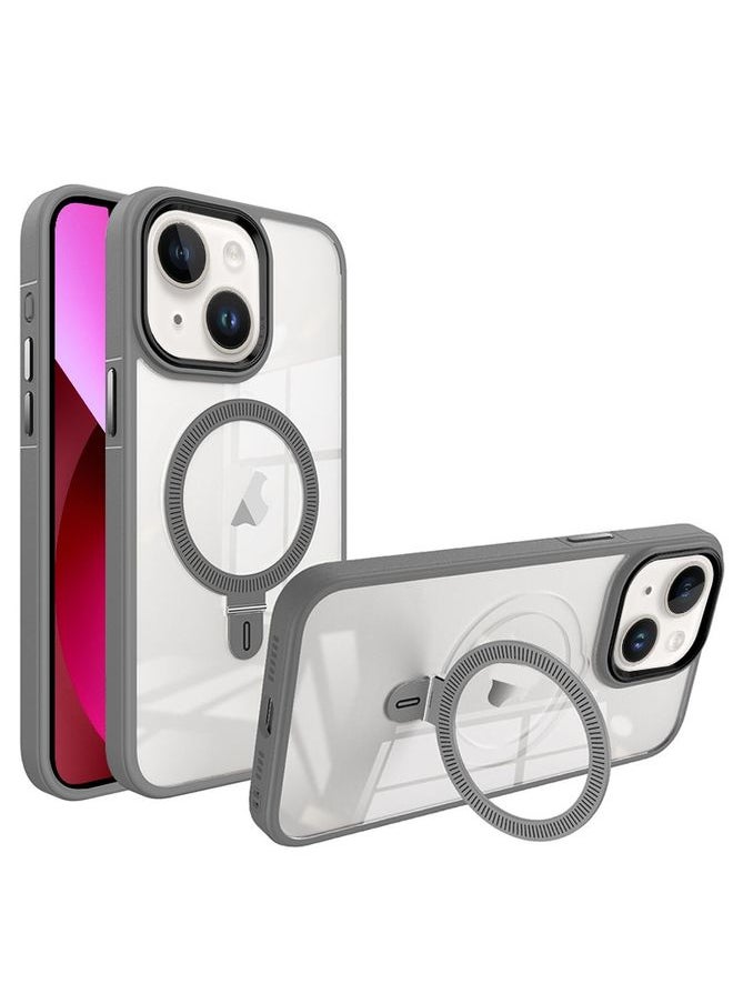 HuHa Case Cover For iPhone 13 Shield Armor MagSafe Holder Phone Case Grey 