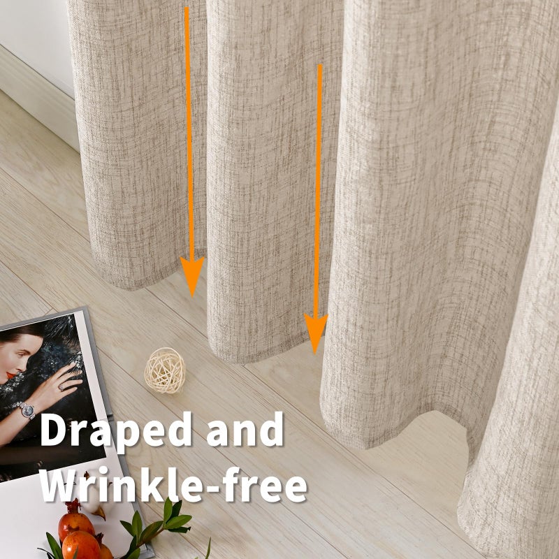 BGment Linen Curtains 45 Inch Length for Short Window  Light Filtering Textured Drapes for Bathroom Kitchen Bedroom Cafe Rod Pocket Ring Clips  2 Panels  42 Inch Wide Each Panel - Image 5