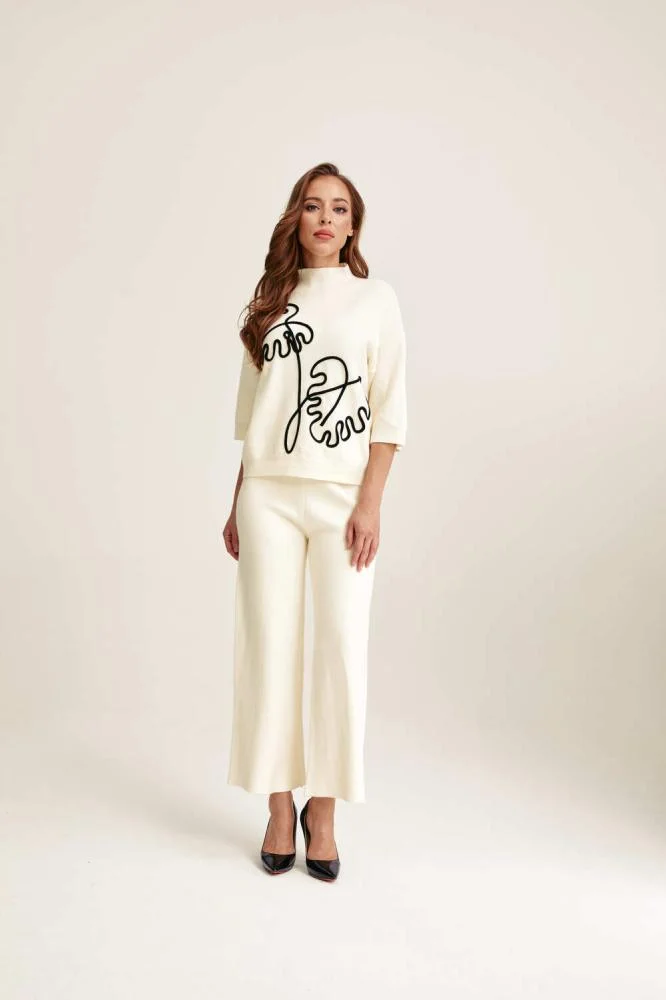 Tenda Wide-Leg Trousers with an Elastic Waistband Off White