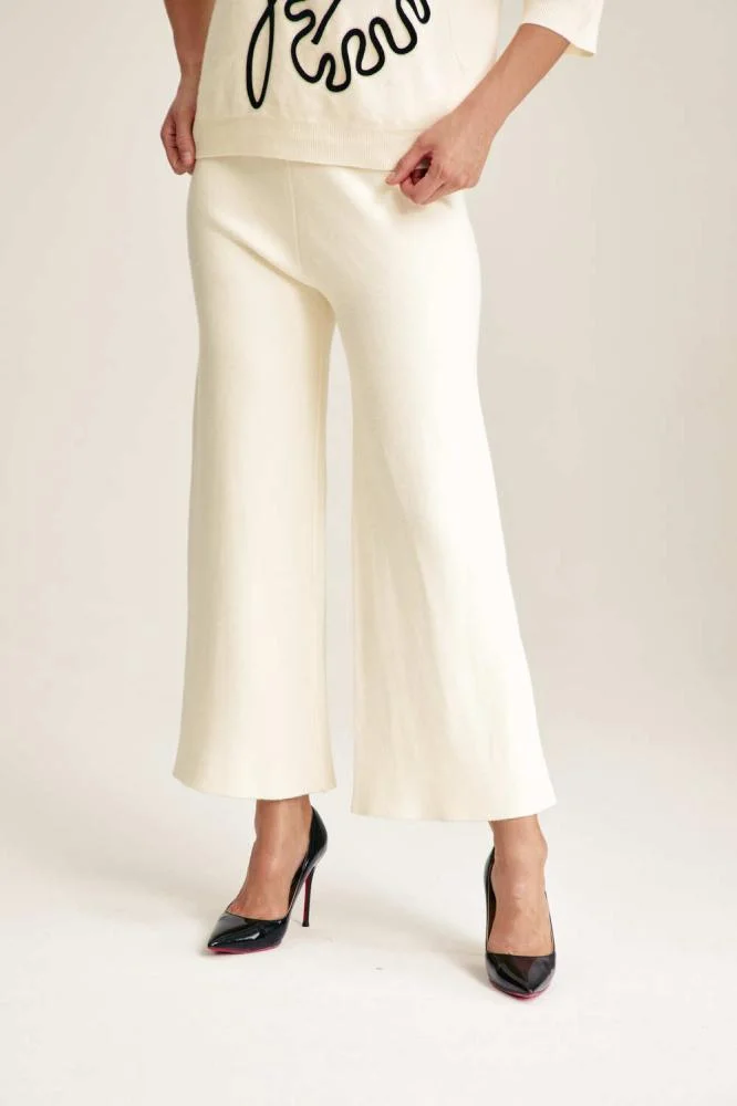 Tenda Wide-Leg Trousers with an Elastic Waistband Off White