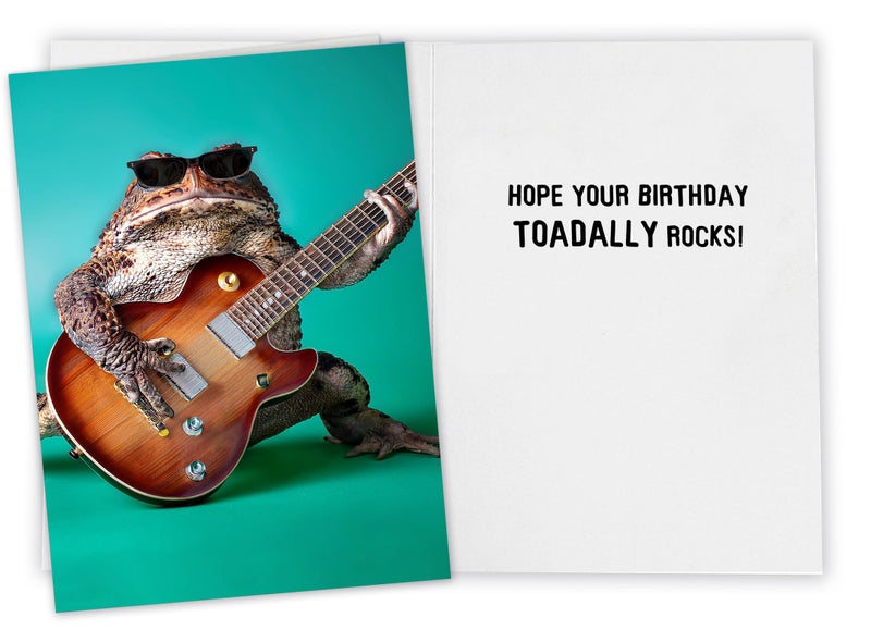 CardFool Funny Happy Birthday Greeting Card for guys, girls, friends, family and coworkers who Toadally Rock - Image 2