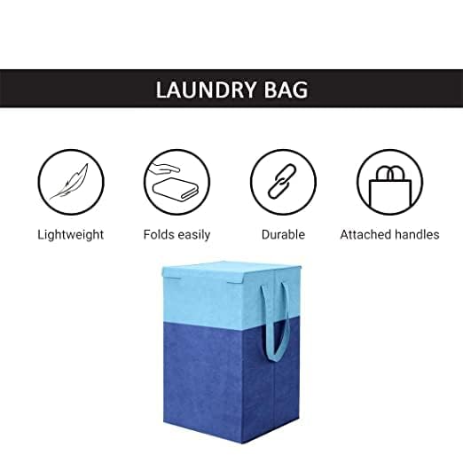 WINGSFLY Laundry BasketLaundry Bag for Cloth Basket Non Woven Laundry Bin Laundry Bags for Clothes Freestanding Clothes Storage Organizer Blue Navy - Image 5