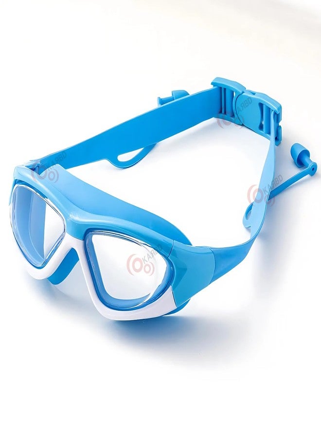 KARBD Swimming Goggles Wide Angle Vision Big Frame Glasses with Connected Ear Plugs (Biggie Assorted) - Image 5