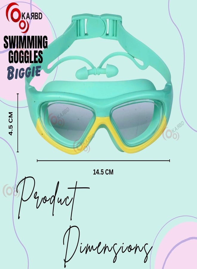 KARBD Swimming Goggles Wide Angle Vision Big Frame Glasses with Connected Ear Plugs (Biggie Assorted) - Image 3