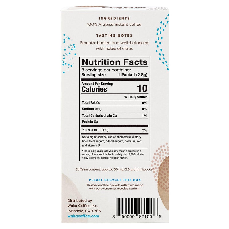 Waka Premium Instant Coffee Sachets - 100% Arabica Freeze Dried Beans - For Hot or Iced Coffee (8 Count, Medium Roast) - Image 2