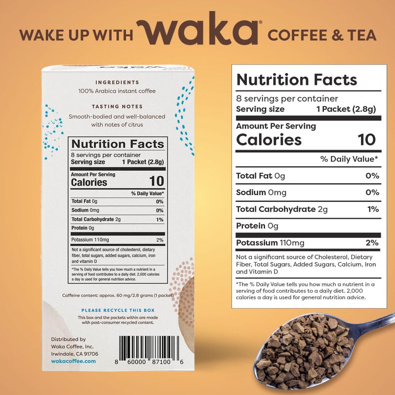 Waka Premium Instant Coffee Sachets - 100% Arabica Freeze Dried Beans - For Hot or Iced Coffee (8 Count, Medium Roast) - Image 5