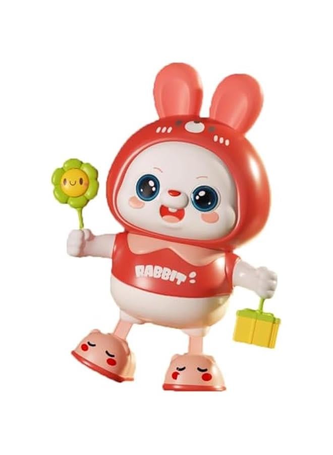 Dancing Rabbit Toy, Lovely Dancing Rabbit Toy Electric Rabbit Musical Toy for Kids with Dynamic Music & Cool Lights| Legs Move Sideways| Body Twist (Red)  - Image 1