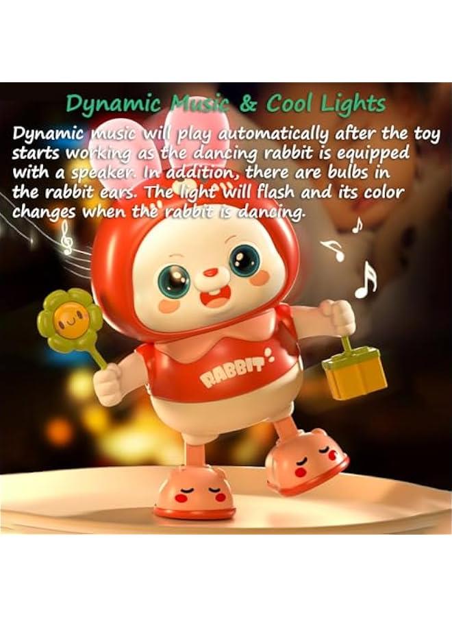 Dancing Rabbit Toy, Lovely Dancing Rabbit Toy Electric Rabbit Musical Toy for Kids with Dynamic Music & Cool Lights| Legs Move Sideways| Body Twist (Red)  - Image 4
