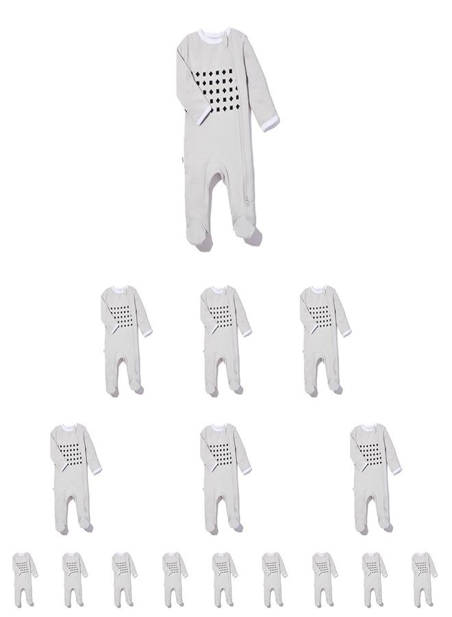 Nanit Breathing Wear Baby Pajamas - 100% Cotton, Double Zipper, Non-Slip Footed PJs - Works with Nanit Pro Baby Monitor to Track Breathing Motion Sensor-Free, Size 6-9 Months, Pebble Grey - Image 1