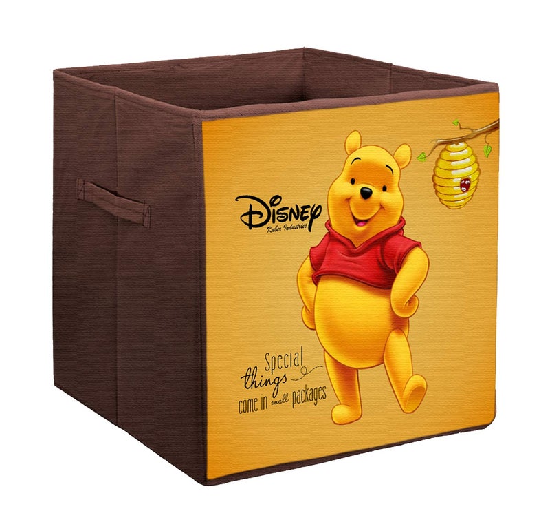 Kuber Industries Disney Winnie-The-Pooh Print Non Woven Fabric Square Foldable Wardrobe Organizer Cube Cloth Cover Storage Box with Handle (Large Size, Brown) - Image 5