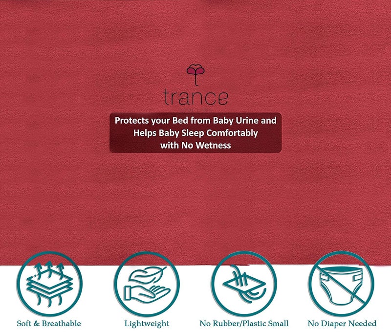 Trance Quick Dry - Soft Bed Protector Waterproof Baby Cot Sheet - (Small-70x50 cm,Maroon) - Image 3