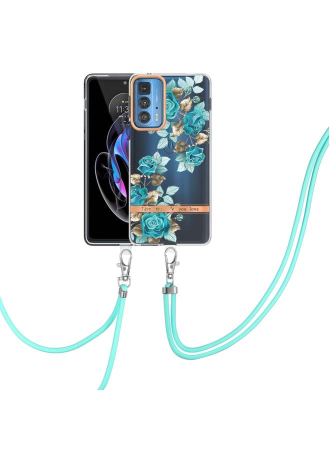 The Bros Case For Motorola Edge 20 Pro Flowers Series TPU Phone Case with Lanyard