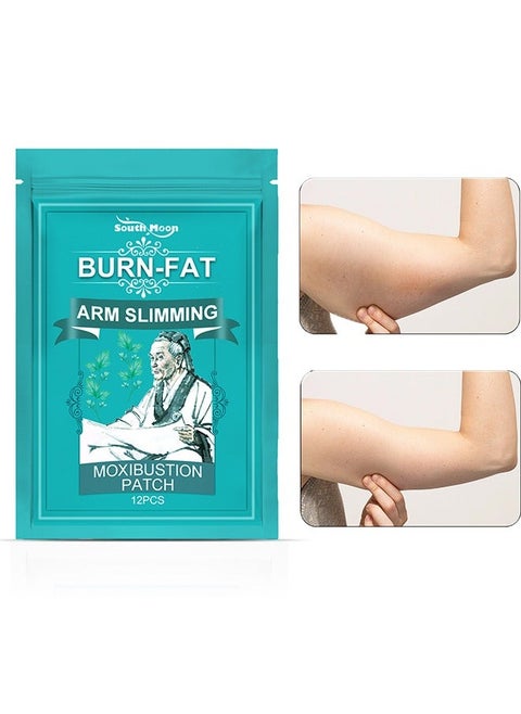 12pcs Flabby Arms Tone Shape Herbal Patch, Burn-Fat Arm Slimming Moxibustion Patch,Moxibustion Patch for Quick Slimming and Shaping, Accelerate Metabolism Tighten Skin Weight Loss Patch