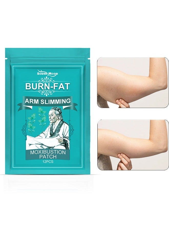 SOUTH MOON - 12pcs Flabby Arms Tone Shape Herbal Patch, Burn-Fat Arm Slimming Moxibustion Patch,Moxibustion Patch for Quick Slimming and Shaping, Accelerate Metabolism Tighten Skin Weight Loss Patch - Image 1